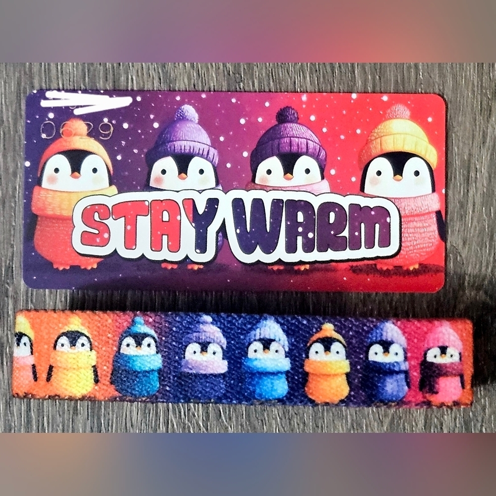 ZOX "STAY WARM" #629 new med penguin interactive collectible winter wristband